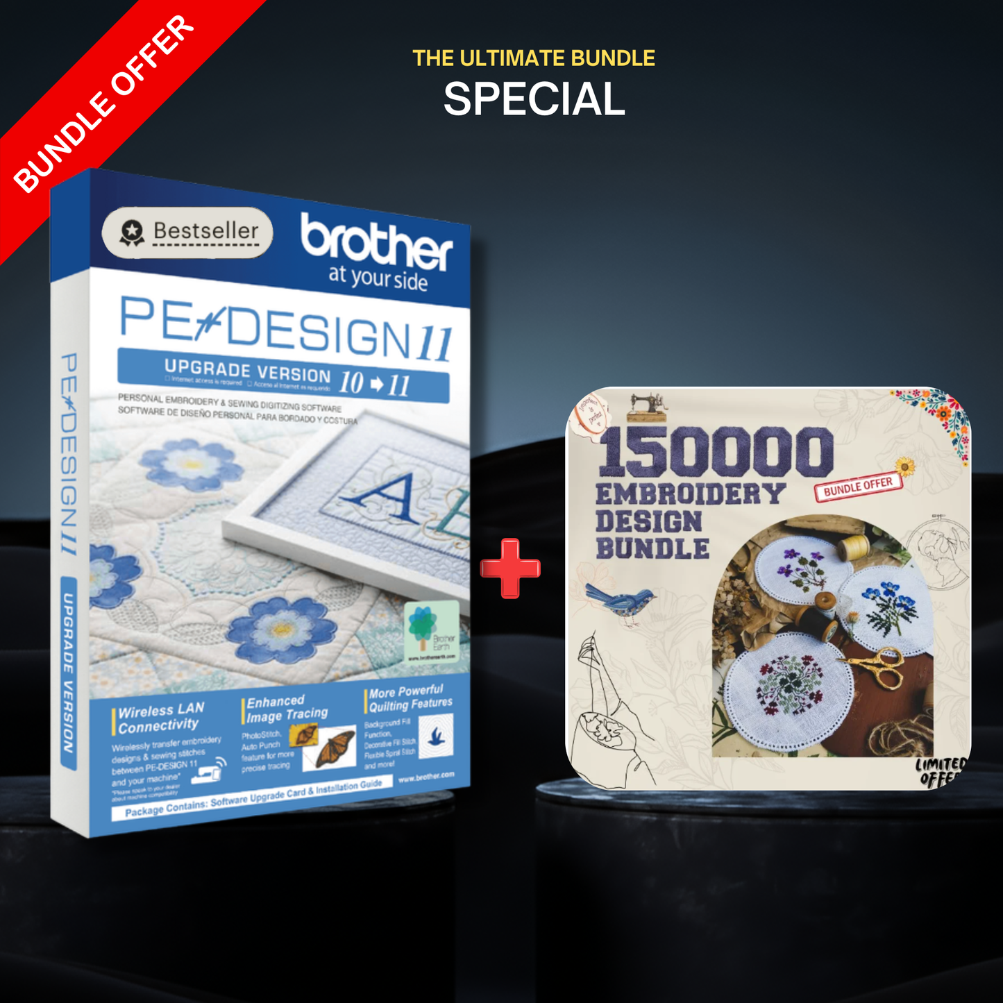 Brother PE-Design 11 + 150,000 Embroidery Designs | Complete Embroidery Bundle